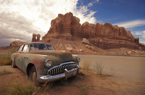 old car in the desert