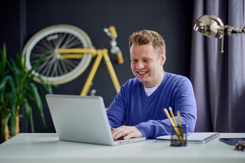happy client on computer